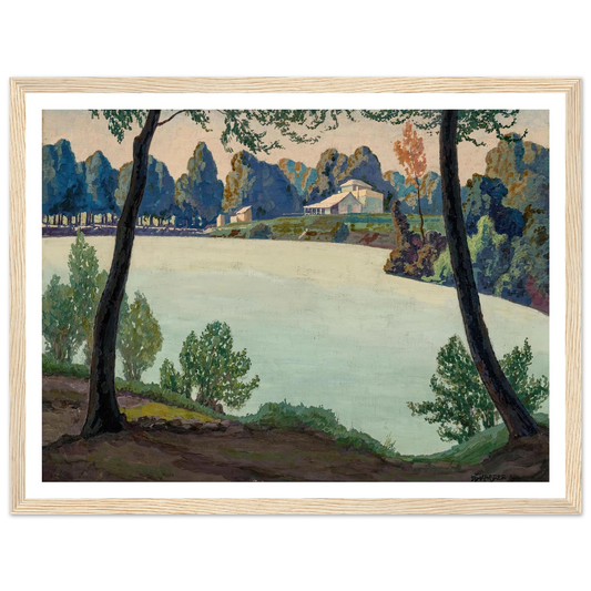 Silbersee bei Höflein (1924) Art Print | Max Kahrer - Framed Poster - 30x40 cm / 12x16″ - Black frame
