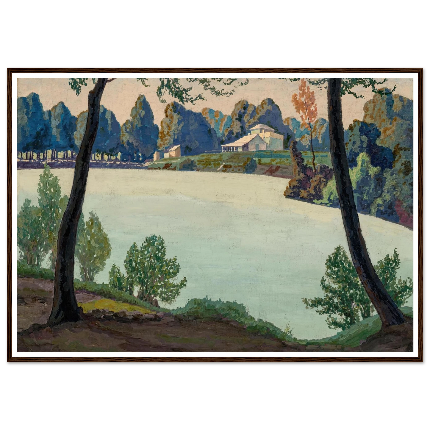 Silbersee bei Höflein (1924) Art Print | Max Kahrer - Framed Poster - 30x40 cm / 12x16″ - Black frame