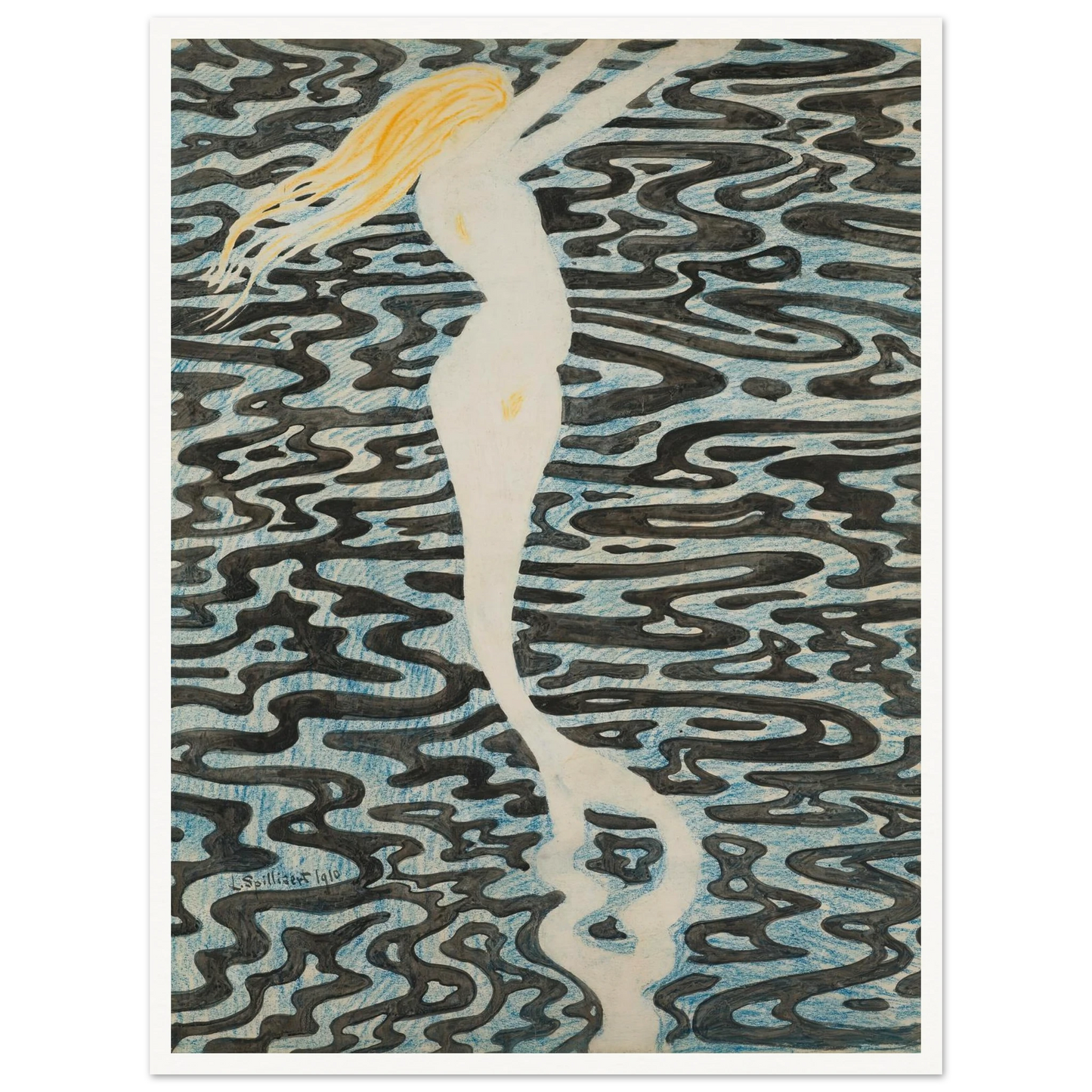 Sirène (Baigneuse) (1910) Art Print | Leon Spilliaert - Framed Poster - 30x40 cm / 12x16″ - Black frame