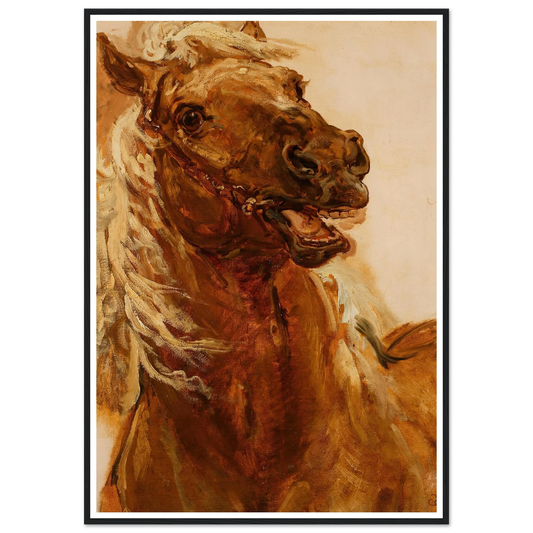 Sketch of horse’s head for the painting “Zamoyski at Byczyna” (1883) Art Print | Jan Matejko - Framed Poster - 30x40 cm / 12x16″ - Black frame