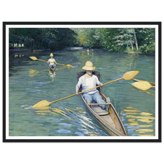Skiffs (1877) Art Print | Gustave Caillebotte - Framed Poster - 30x40 cm / 12x16″ - Black frame
