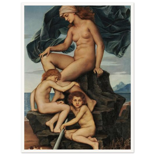 Sleep and Death, the Children of the Night (1883) Art Print | Evelyn de Morgan - Framed Poster - 30x40 cm / 12x16″ - Black frame