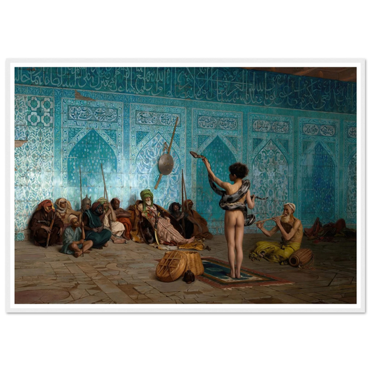 Snake Charmer (c. 1879) Art Print | Jean Leon Gerome - Framed Poster - 30x40 cm / 12x16″ - Black frame