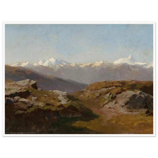Snow-Capped Peaks Art Print | Hermann Ottomar Herzog - Framed Poster - 30x40 cm / 12x16″ - Black frame