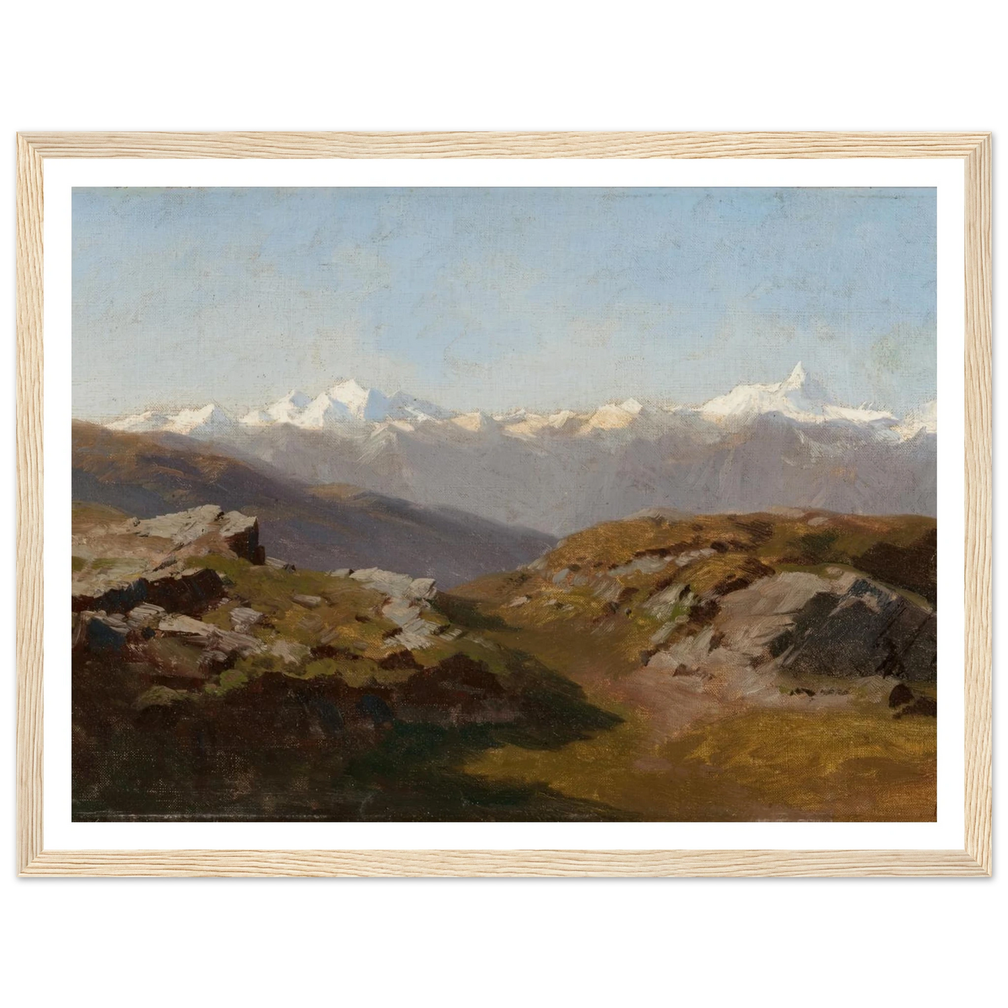 Snow-Capped Peaks Art Print | Hermann Ottomar Herzog - Framed Poster - 30x40 cm / 12x16″ - Black frame