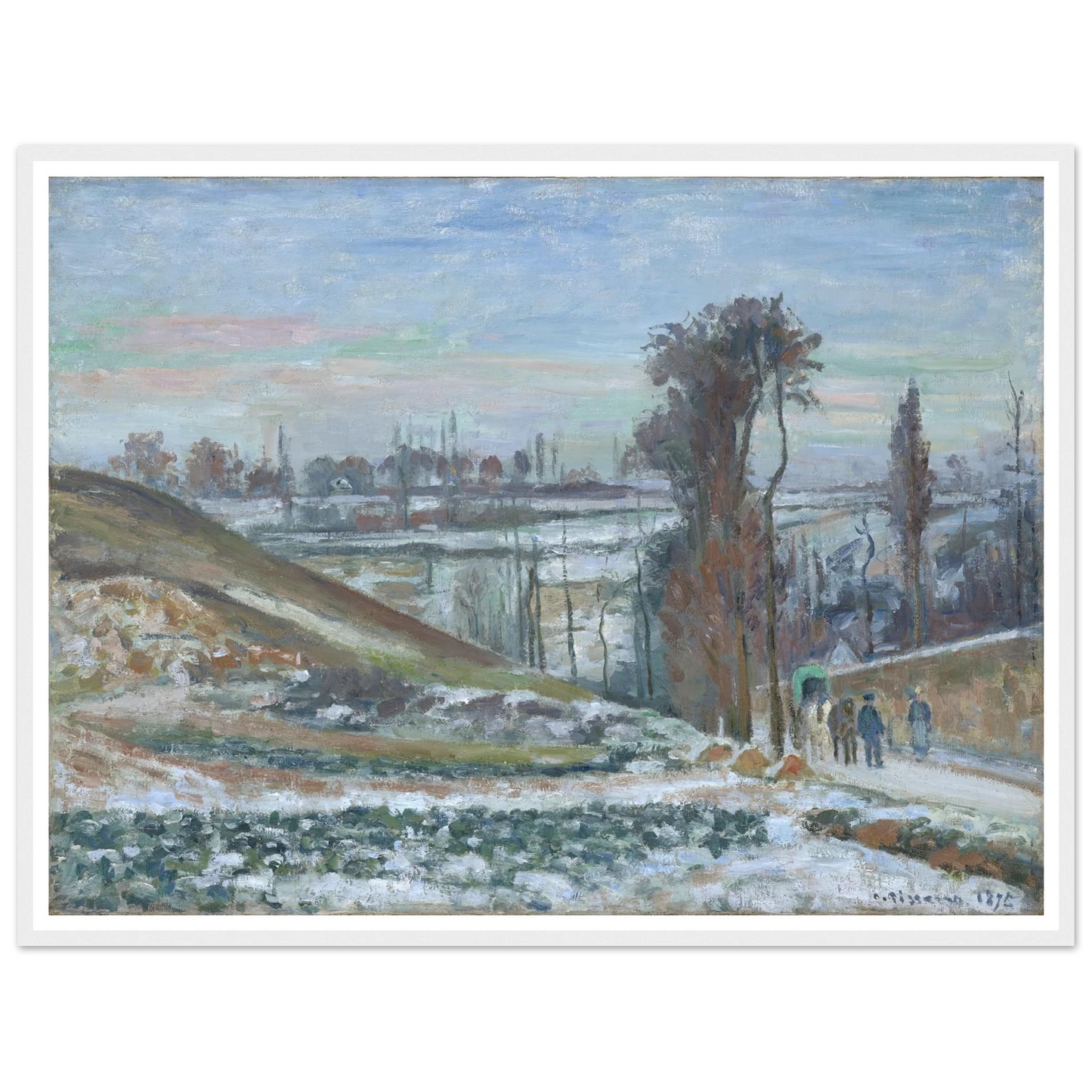 Snowy Landscape near l’Hermitage (1875) Art Print | Camille Pissarro - Framed Poster - 30x40 cm / 12x16″ - Black frame