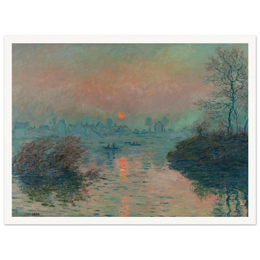 Soleil couchant sur la Seine à Lavacourt, effet d’hiver (1880) Art Print | Claude Monet - Framed Poster - 30x40 cm / 12x16″ - Black frame