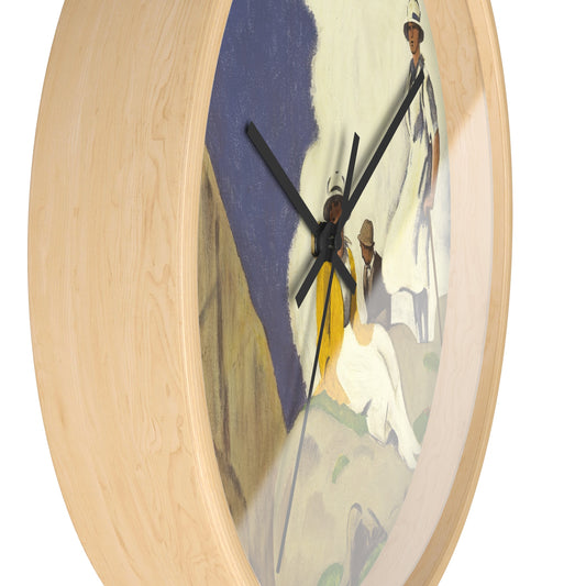 Sommer in der Schweiz Wall Clock | Emil Cardinaux - Black - Wooden Base - 10"