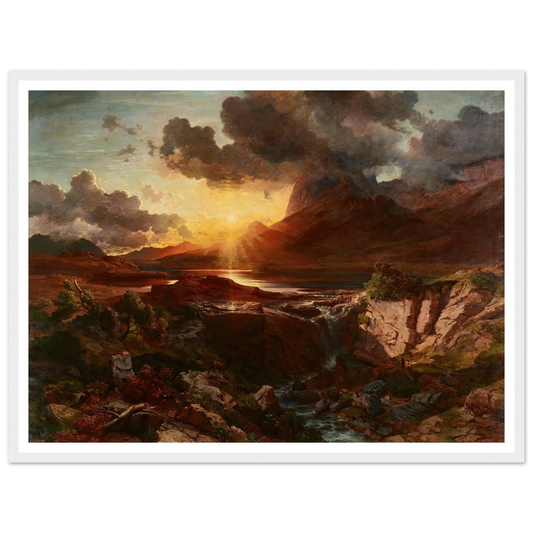 Sonnenuntergang am Hintersee in Berchtesgaden (1858) Art Print | Albert Zimmermann - Framed Poster - 30x40 cm / 12x16″ - Black frame