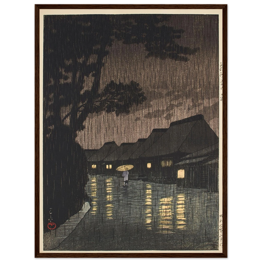 Soshu Maekawa no ame (Rain at Maekawa, Sagami Province) (1932) Art Print | Kawase Hasui - Framed Poster - 30x40 cm / 12x16″ - Black frame