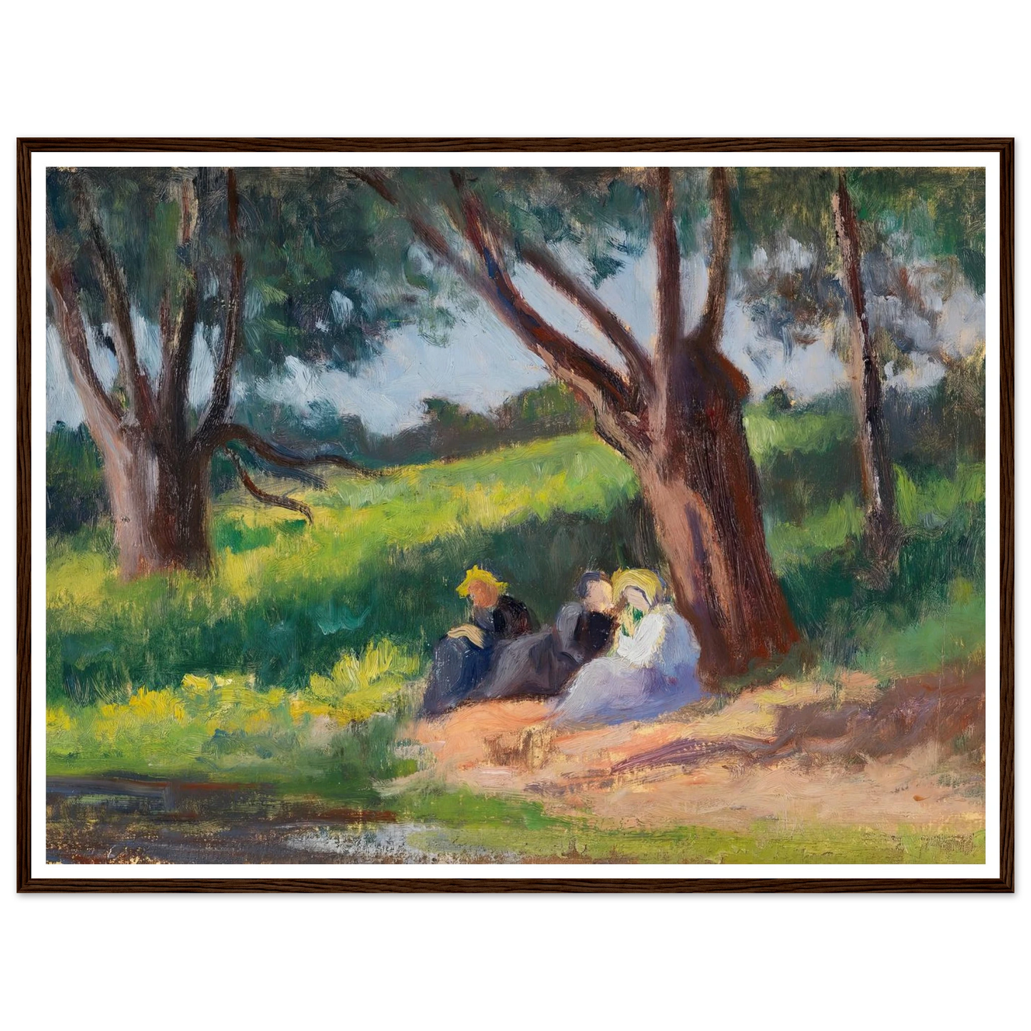 Sous L´arbre Rolleboise (1926) Art Print | Maximilien Luce - Framed Poster - 30x40 cm / 12x16″ - Black frame