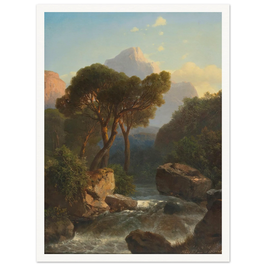 Southern Mountain Landscape Art Print | Albert Zimmermann - Framed Poster - 30x40 cm / 12x16″ - Black frame