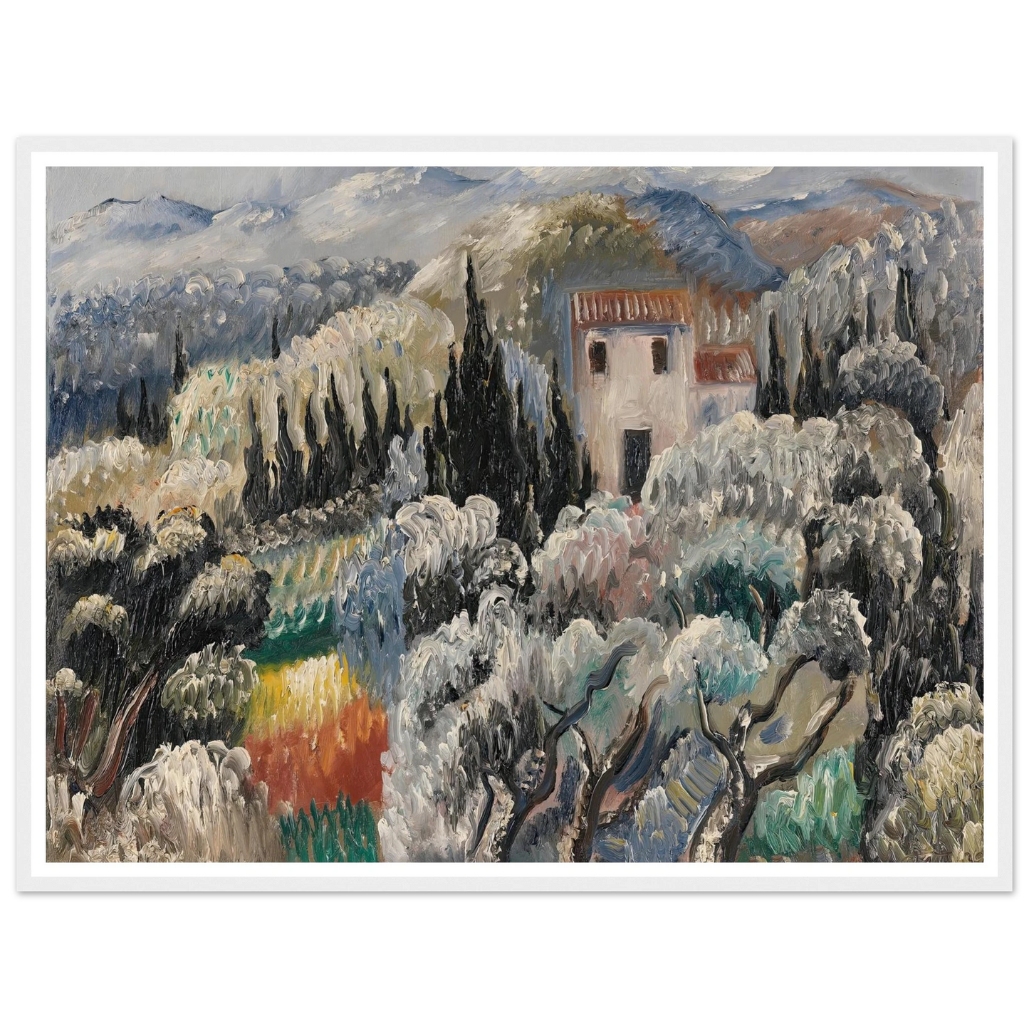 Spätnachmittag (Haus im Olivenhain) (1939) Art Print | Paul Kleinschmidt - Framed Poster - 30x40 cm / 12x16″ - Black frame