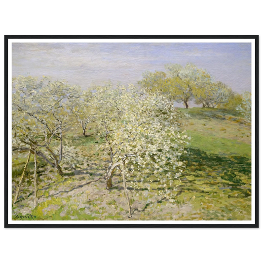 Spring (Fruit Trees in Bloom) (1873) Art Print | Claude Monet - Framed Poster - 30x40 cm / 12x16″ - Black frame