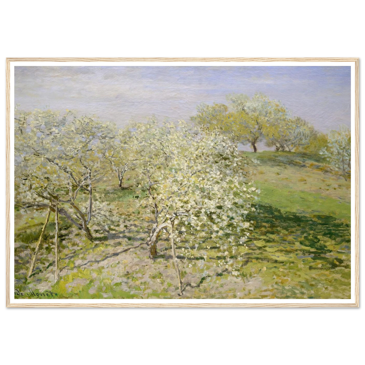 Spring (Fruit Trees in Bloom) (1873) Art Print | Claude Monet - Framed Poster - 30x40 cm / 12x16″ - Black frame