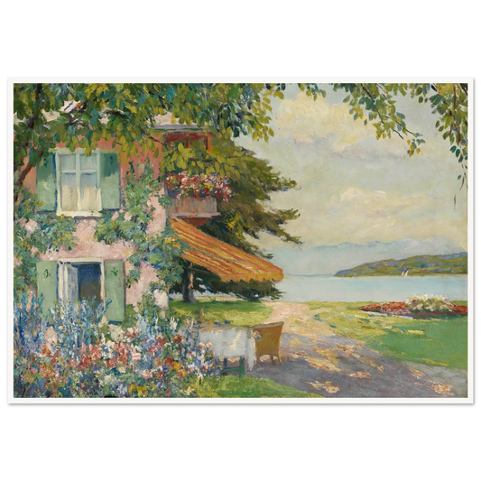 Spring Garden in Starnberg (1920) Art Print | Edward Cucuel - Framed Poster - 30x40 cm / 12x16″ - Black frame
