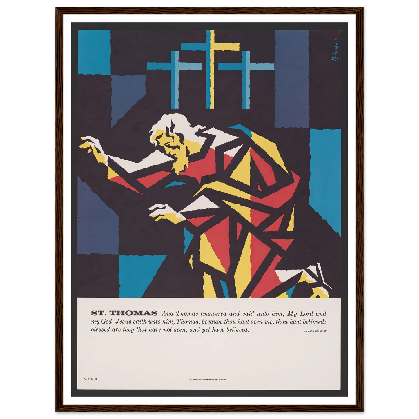 St. Thomas (1962) Art Print | Joseph Binder - Framed Poster - 30x40 cm / 12x16″ - Black frame