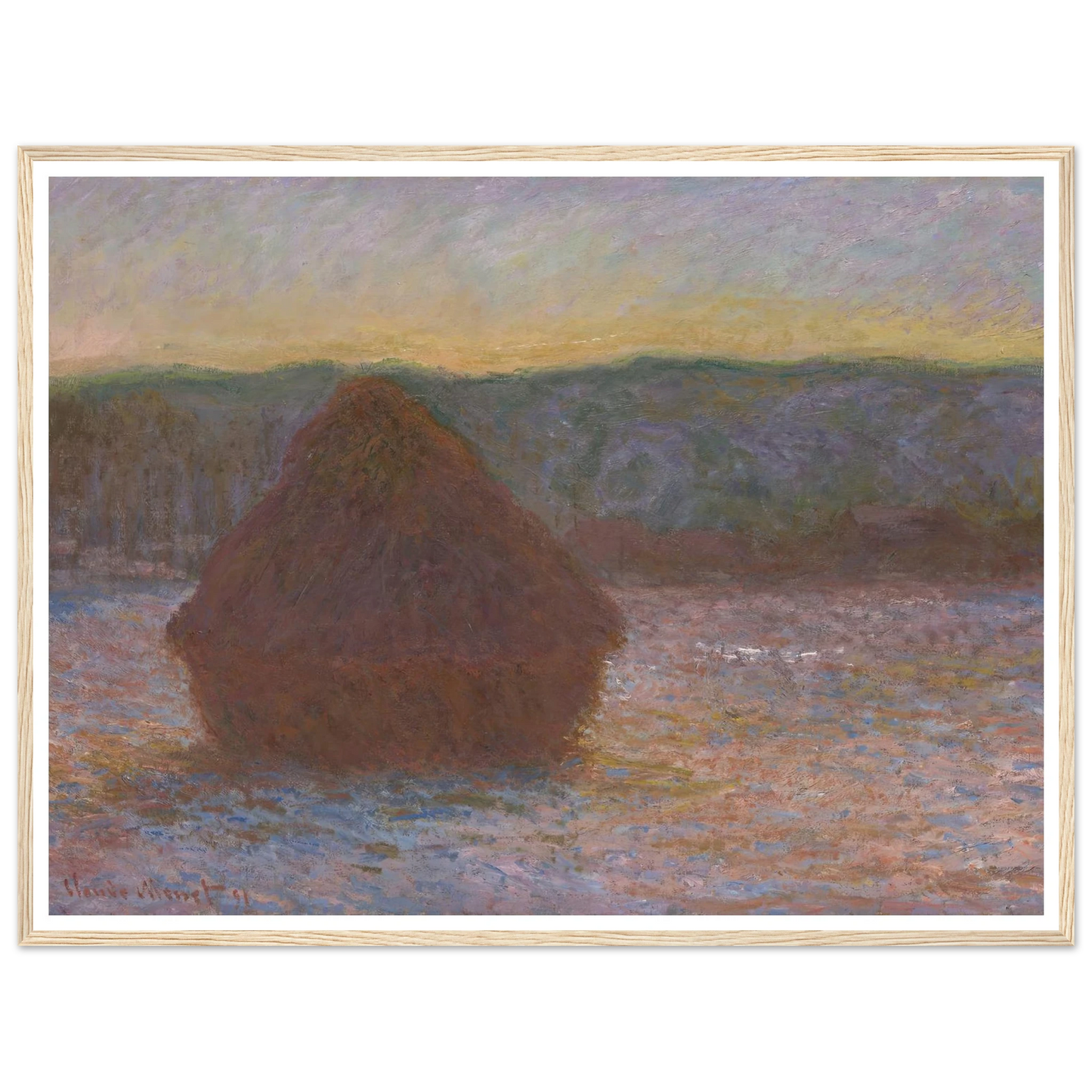 Stack of Wheat (Thaw, Sunset) (1890-91) Art Print | Claude Monet - Framed Poster - 30x40 cm / 12x16″ - Black frame
