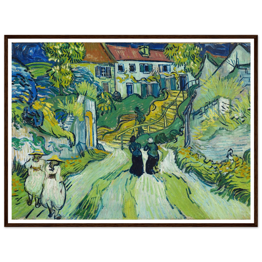 Stairway at Auvers (1890) Art Print | Vincent van Gogh - Framed Poster - 30x40 cm / 12x16″ - Black frame