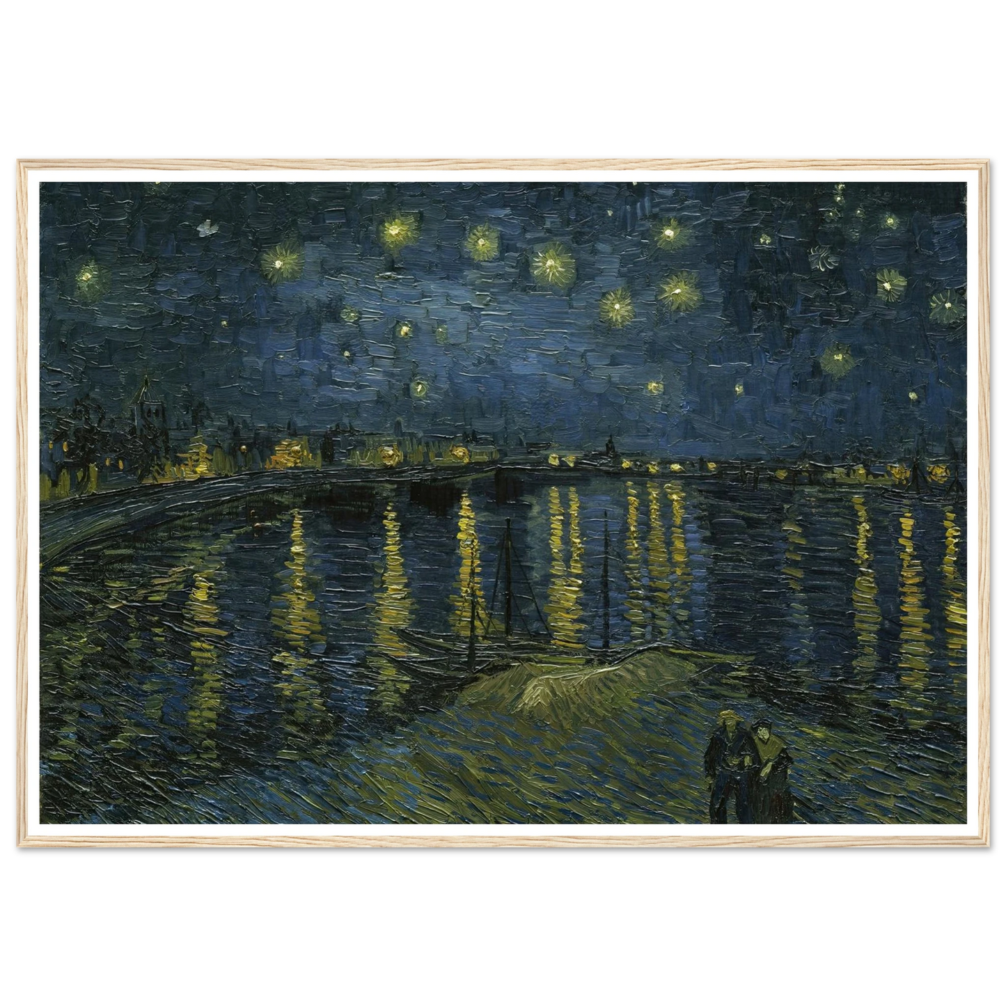 Starry Night Art Print | Vincent van Gogh - Framed Poster - 30x40 cm / 12x16″ - Black frame