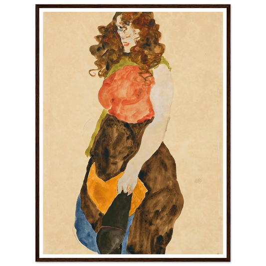 Stehende Frau (Dirne) (1912) Art Print | Egon Schiele - Framed Poster - 30x40 cm / 12x16″ - Black frame