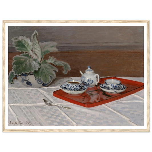 Still Life, Tea Service (1872) Art Print | Claude Monet - Framed Poster - 30x40 cm / 12x16″ - Black frame