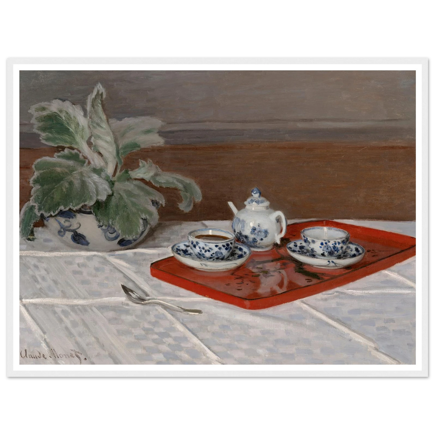 Still Life, Tea Service (1872) Art Print | Claude Monet - Framed Poster - 30x40 cm / 12x16″ - Black frame