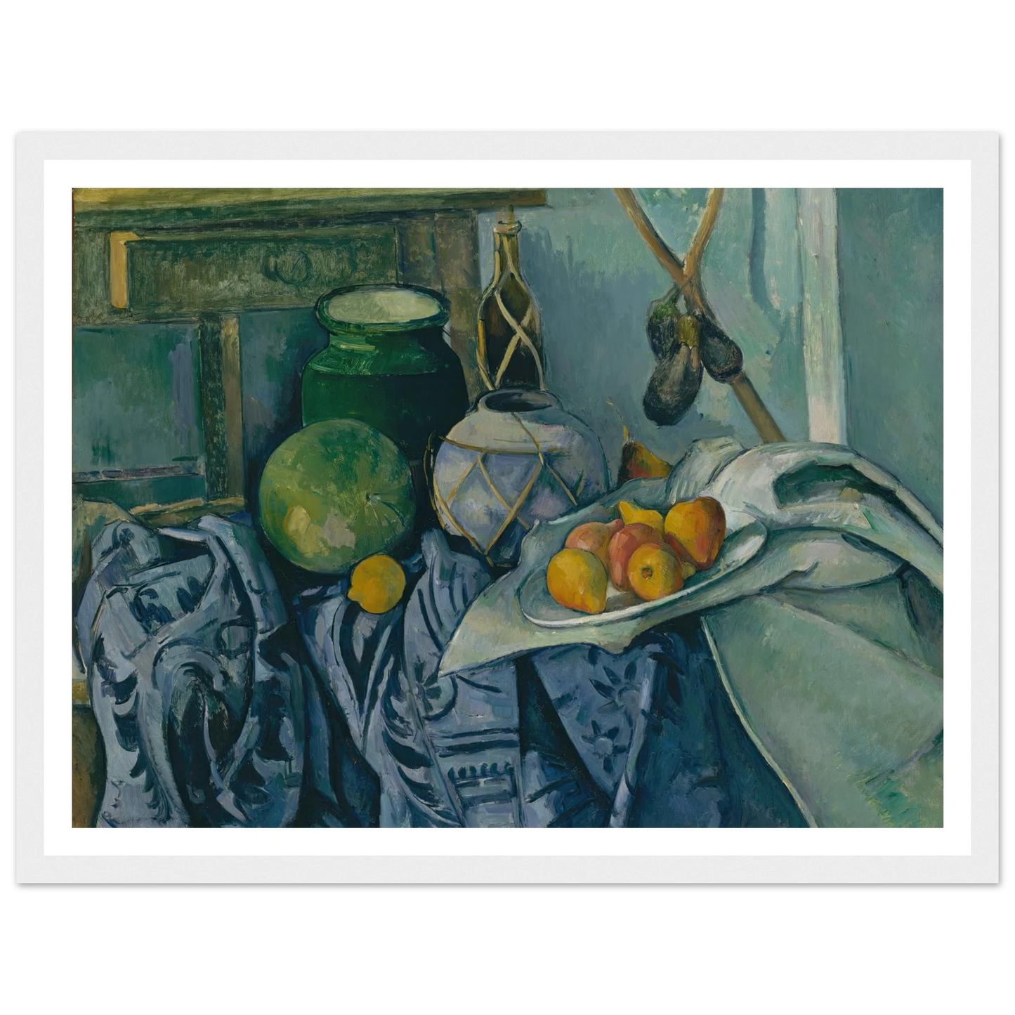Still Life with a Ginger Jar and Eggplants (1893–94) Art Print | Paul Cezanne - Framed Poster - 30x40 cm / 12x16″ - Black frame