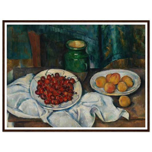 Still Life With Cherries And Peaches (1885-1887) Art Print | Paul Cezanne - Framed Poster - 30x40 cm / 12x16″ - Black frame