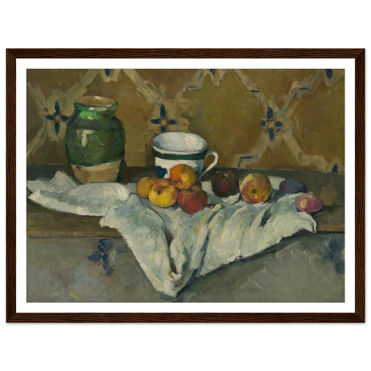 Still Life with Jar, Cup, and Apples (ca. 1877) Art Print | Paul Cezanne - Framed Poster - 30x40 cm / 12x16″ - Black frame