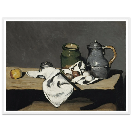 Still life with kettle (1867 - 1869) Art Print | Paul Cezanne - Framed Poster - 30x40 cm / 12x16″ - Black frame