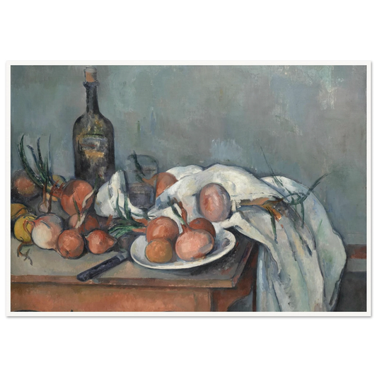 Still Life with Onions (1896 - 1898) Art Print | Paul Cezanne - Framed Poster - 30x40 cm / 12x16″ - Black frame