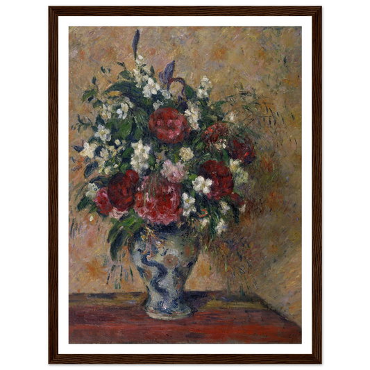 Still life with peonies and mock orange (1878) Art Print | Camille Pissarro - Framed Poster - 30x40 cm / 12x16″ - Black frame