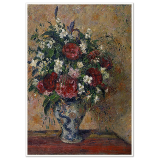 Still life with peonies and mock orange (1878) Art Print | Camille Pissarro - Framed Poster - 30x40 cm / 12x16″ - Black frame