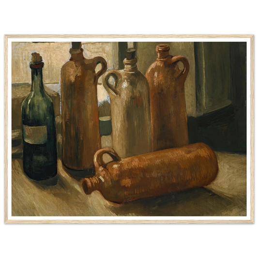 Stillleben mit fünf Flaschen (1884) Art Print | Vincent van Gogh - Framed Poster - 30x40 cm / 12x16″ - Black frame