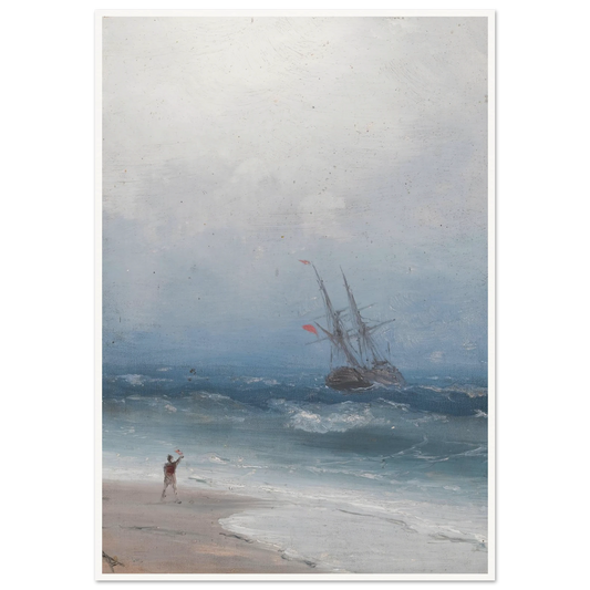 Stormy Coast Art Print | Ivan Konstantinovich Aivazovsky - Framed Poster - 30x40 cm / 12x16″ - Black frame