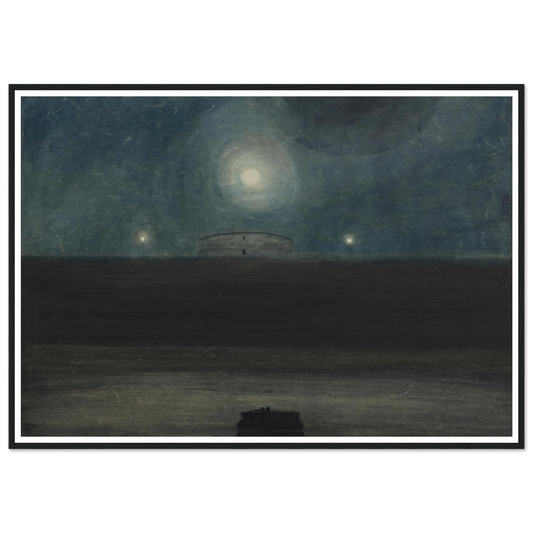 Strand met maan (1908) Art Print | Leon Spilliaert - Framed Poster - 30x40 cm / 12x16″ - Black frame