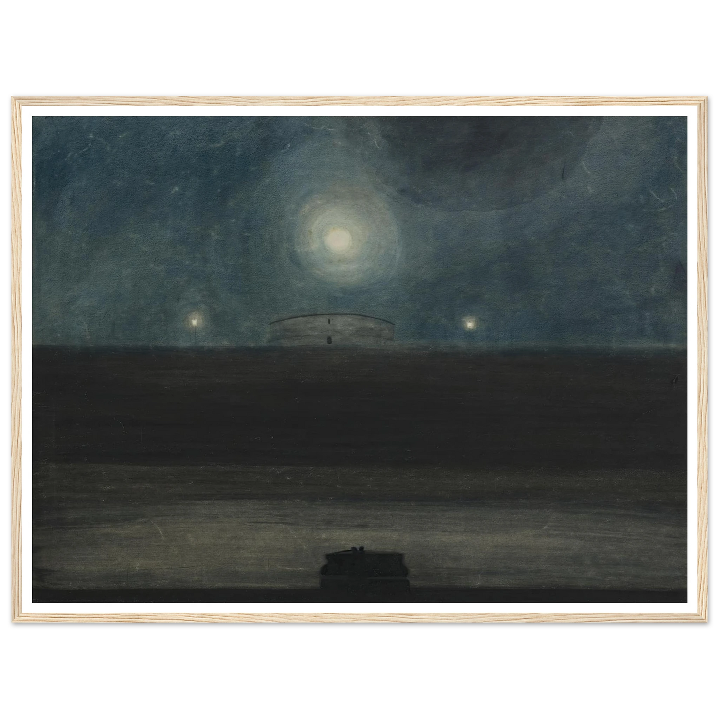 Strand met maan (1908) Art Print | Leon Spilliaert - Framed Poster - 30x40 cm / 12x16″ - Black frame