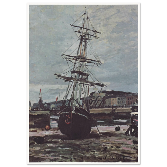 Stranded boat in Fécamp (1868) Art Print | Claude Monet - Framed Poster - 30x40 cm / 12x16″ - Black frame