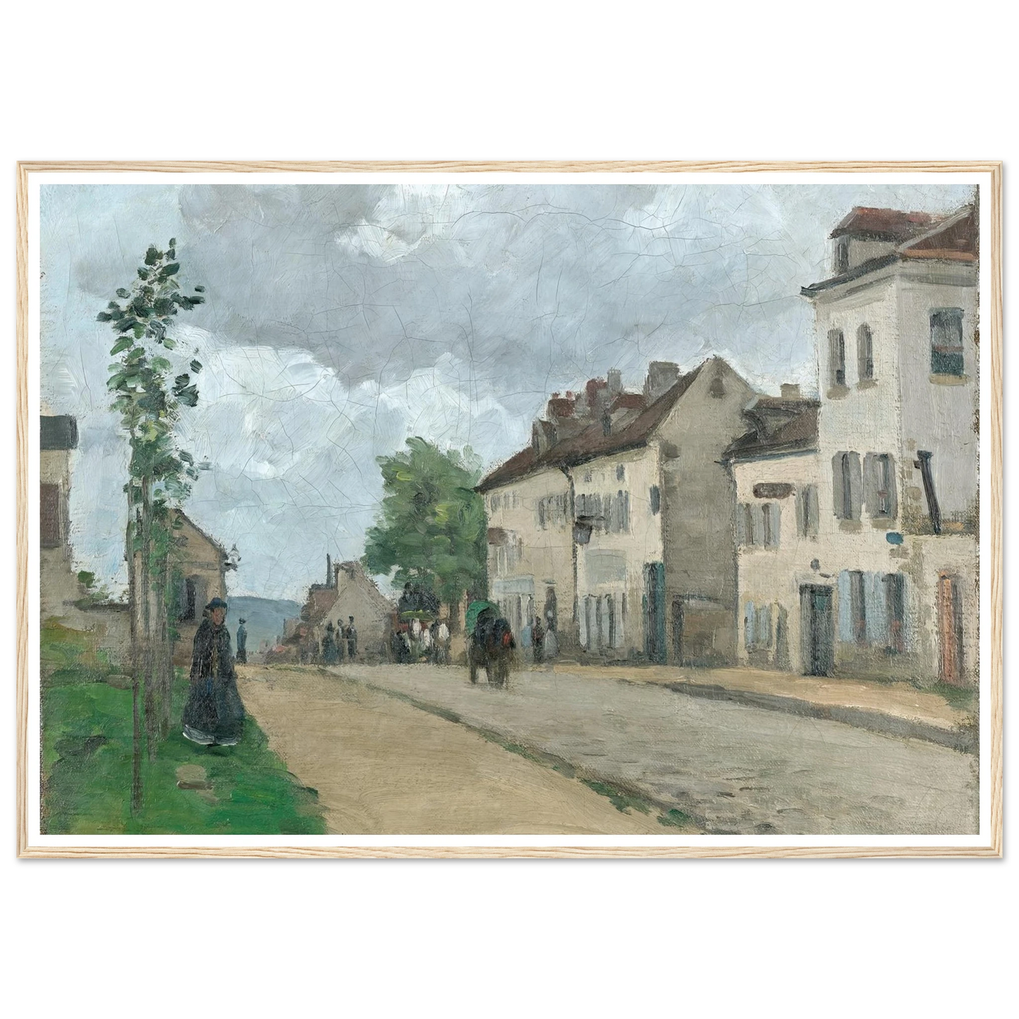 Straße in Pontoise (Rue de Gisors) (1868) Art Print | Camille Pissarro - Framed Poster - 30x40 cm / 12x16″ - Black frame