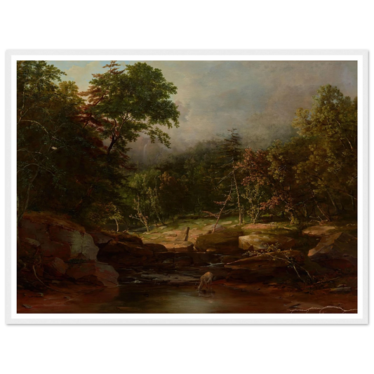 Stream in the Mountains (1850s) Art Print | George Inness - Framed Poster - 30x40 cm / 12x16″ - Black frame