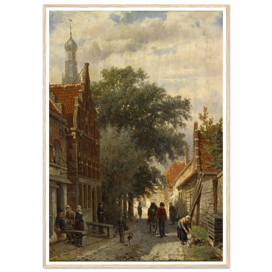 Street in Enkhuizen (1865) Art Print | Cornelis Springer - Framed Poster - 30x40 cm / 12x16″ - Black frame