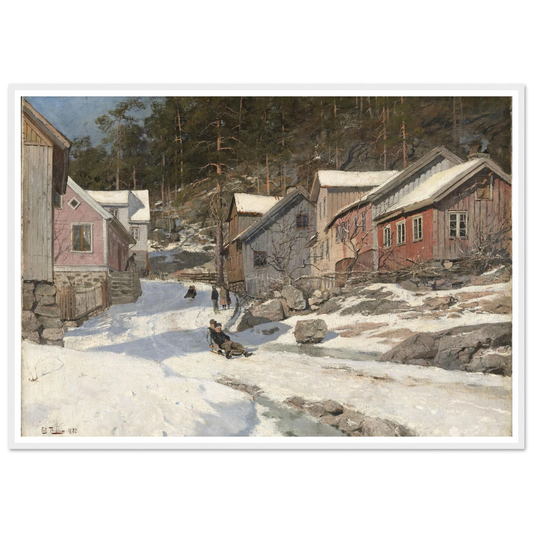 Street in Kragerø (1882) Art Print | Frits Thaulow - Framed Poster - 30x40 cm / 12x16″ - Black frame