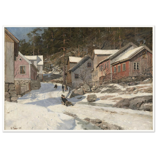 Street in Kragerø (1882) Art Print | Frits Thaulow - Framed Poster - 30x40 cm / 12x16″ - Black frame