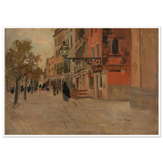 Street in Venice (1894) Art Print | Frits Thaulow - Framed Poster - 30x40 cm / 12x16″ - Black frame