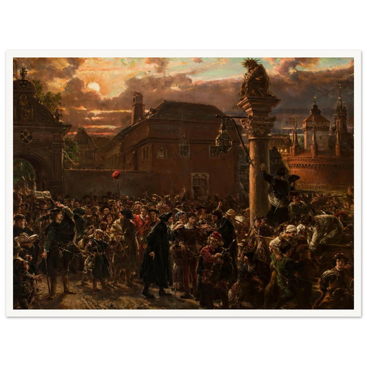 Students Leaving Krakow in 1549 (1892) Art Print | Jan Matejko - Framed Poster - 30x40 cm / 12x16″ - Black frame