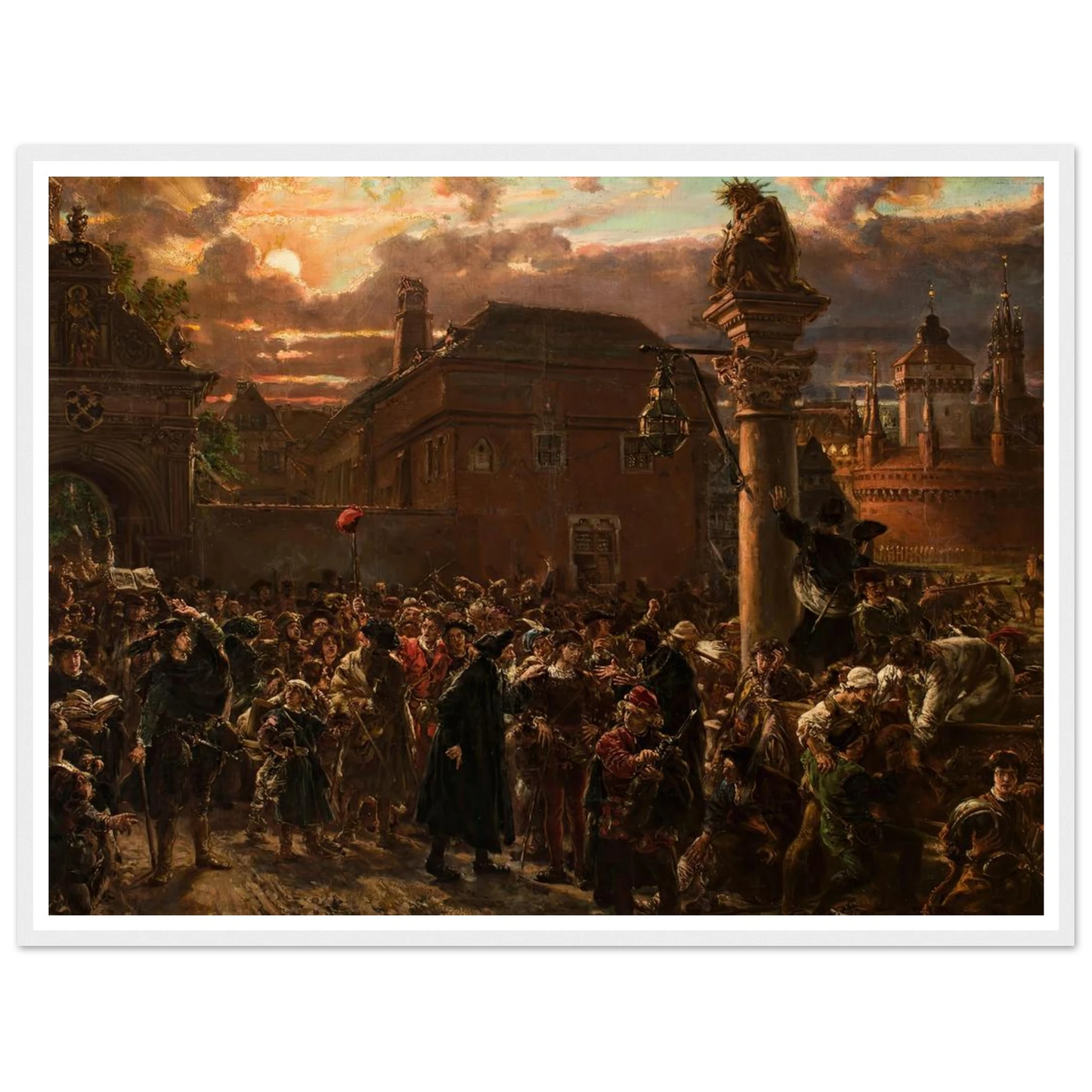 Students Leaving Krakow in 1549 (1892) Art Print | Jan Matejko - Framed Poster - 30x40 cm / 12x16″ - Black frame