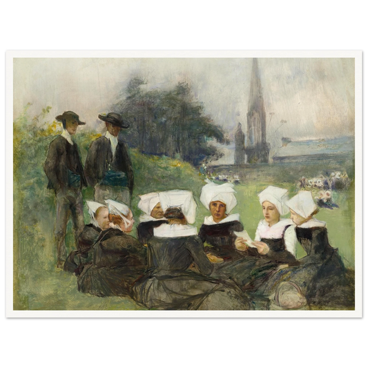 Study for Breton Women at a Pardon (c. 1887) Art Print | Pascal Adolphe Jean Dagnan Bouveret - Framed Poster - 30x40 cm / 12x16″ - Black frame