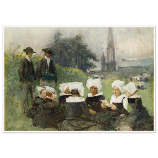 Study for Breton Women at a Pardon (c. 1887) Art Print | Pascal Adolphe Jean Dagnan Bouveret - Framed Poster - 30x40 cm / 12x16″ - Black frame