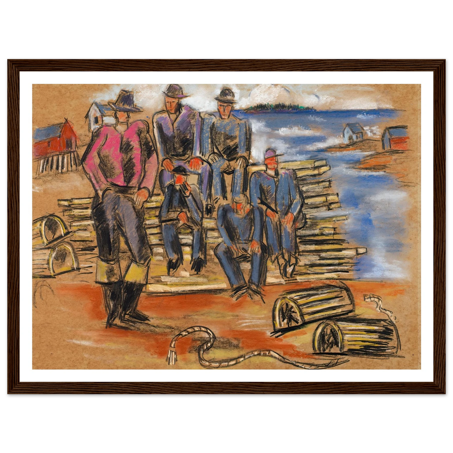 Study for Lobster Fishermen (1940) Art Print | Marsden Hartley - Framed Poster - 30x40 cm / 12x16″ - Black frame